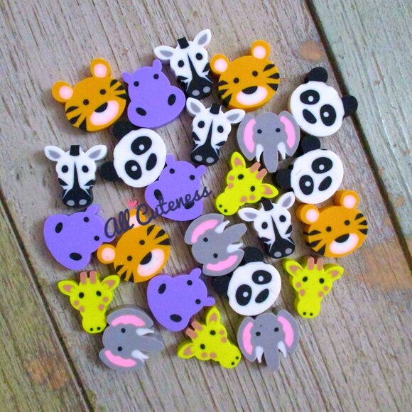 50pc Zoo Animals Mini Erasers - Picture 1 of 3